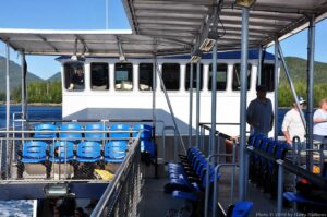 The captain in the wheelhouse.